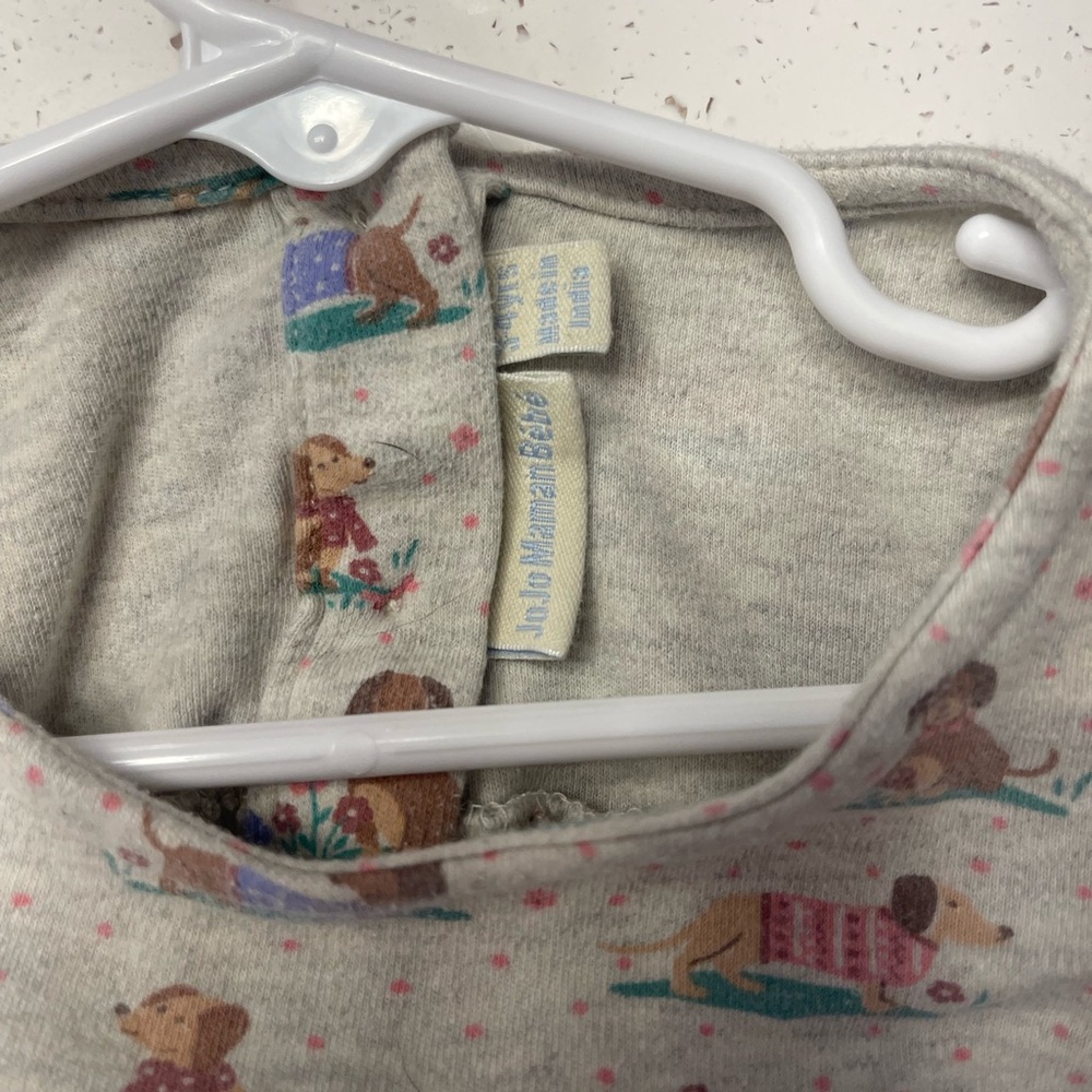 JoJo Maman Bebe Cream Long Sleeve Top with Playful Dog Print - Picture 4 of 4